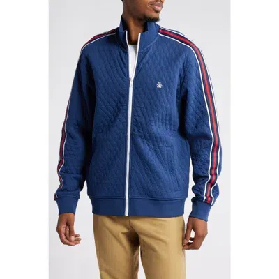 Original Penguin Quilted Cotton Blend Track Jacket In Blue