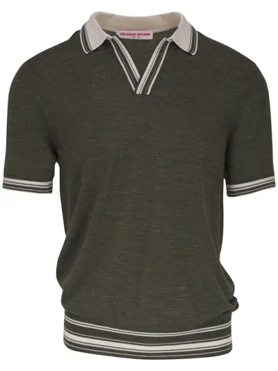 Orlebar Brown Striped-border Polo Shirt In Green