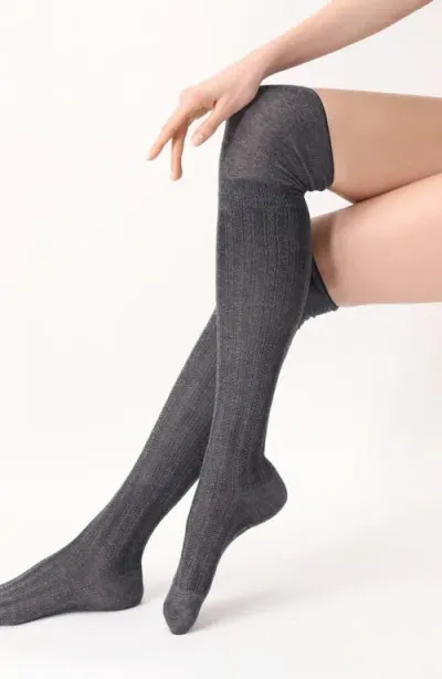 Oroblu Mesh Cuff Knit Thigh High Socks In Black