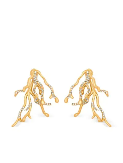 Oscar De La Renta Coral Drop Earrings In Gold