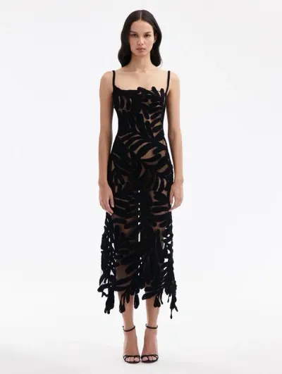 Oscar De La Renta Fern Crochet-knit Midi Dress In Black