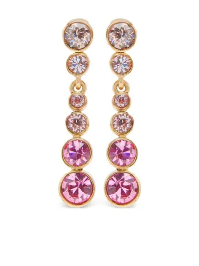 Oscar De La Renta Crystal-embellished Drop Clip-on Earrings In Gold