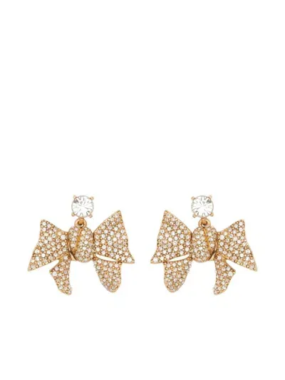 Oscar De La Renta Crystal Pave Bow Earrings In Gold