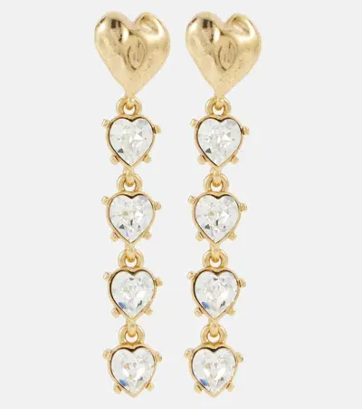 Oscar De La Renta Heart Embellished Drop Earrings In Gold