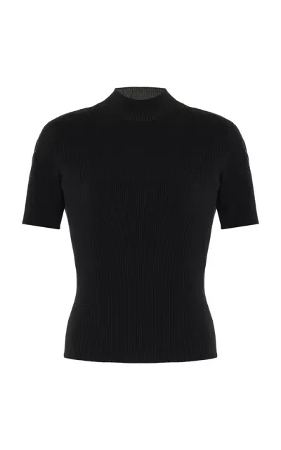 Oscar De La Renta Knit Silk-blend Top In Black