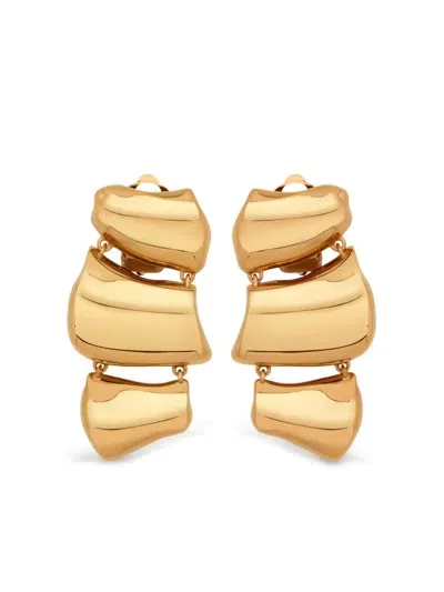 Oscar De La Renta Sculpted Drop Clip-on Earrings In Gold