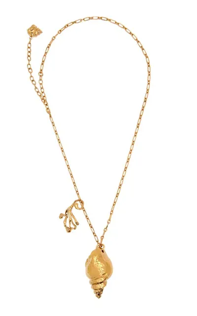 Oscar De La Renta Shell And Coral Charm Long Necklace In Gold