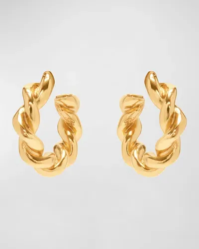 Oscar De La Renta Small Rope Hoop Earrings In Gold