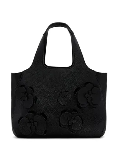 Oscar De La Renta The Laser-cut Mini Topaz Tote Bag In Black