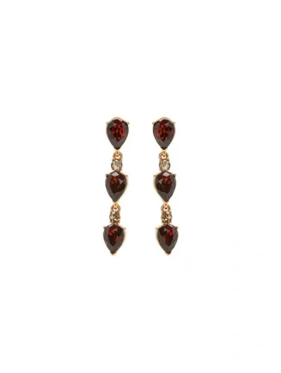 Oscar De La Renta Triple Drop Clip-on Earrings In Burgundy