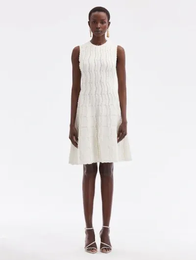 Oscar De La Renta Women's Wave-knit Fit & Flare Midi-dress In Ivory