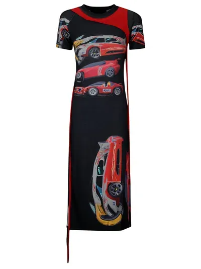 Ottolinger Adsb X  Car Printed Slit Maxi Dress In Black