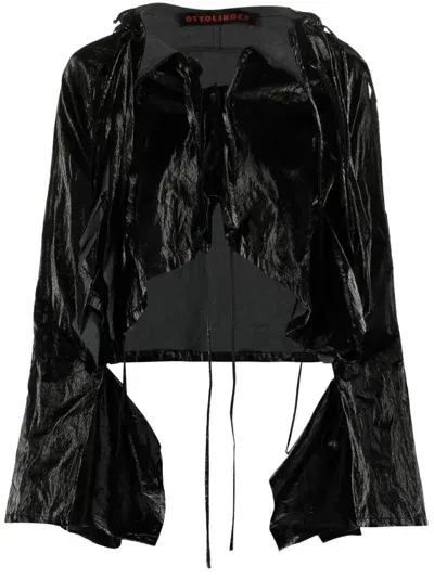 Ottolinger Crinkled-effect Cropped Jacket In Black