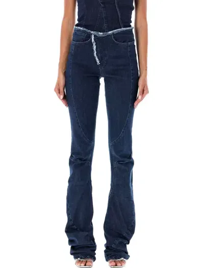 Ottolinger Raw-edge Drape Denim Pants In Blue