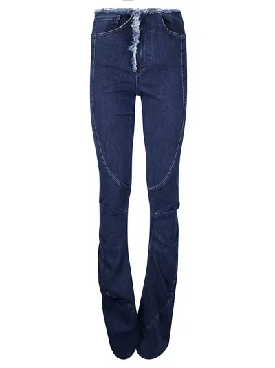 Ottolinger Raw-edge Drape Denim Pants In Blue