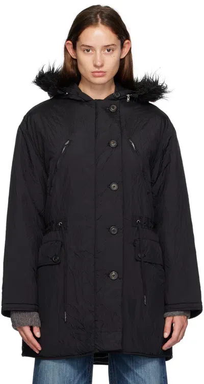 Our Legacy Black Subtle Coat In Shining Black