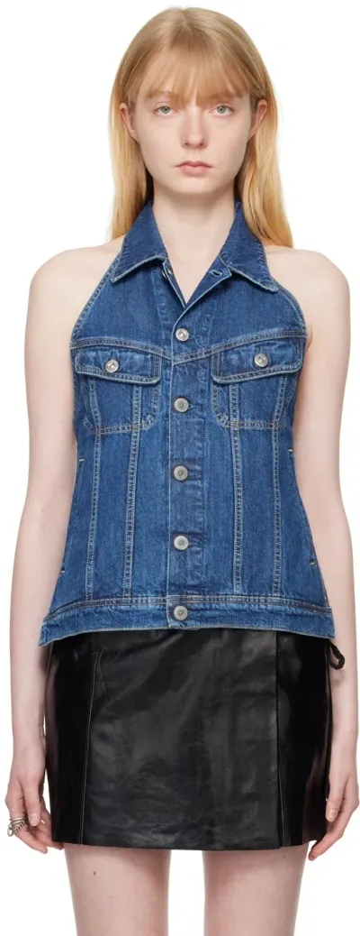 Our Legacy Indigo Strap Denim Vest In Western Blue Denim