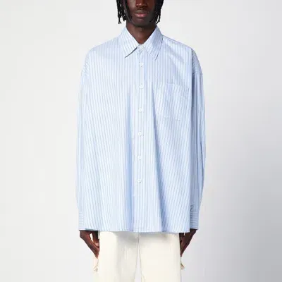 Our Legacy Light Blue Striped Borrowed Shirt In Black