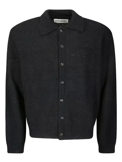 Our Legacy Long Sleeved Buttoned Knitted Cardiagn In Black