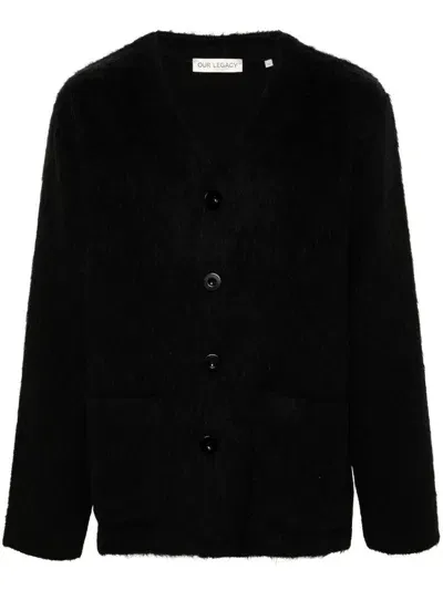 Our Legacy Faux-fur Button-up Cardigan In Black