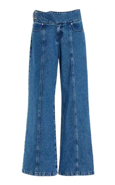 Outland Denim Marley Rigid Mid-rise Wide-leg Jeans In Blue