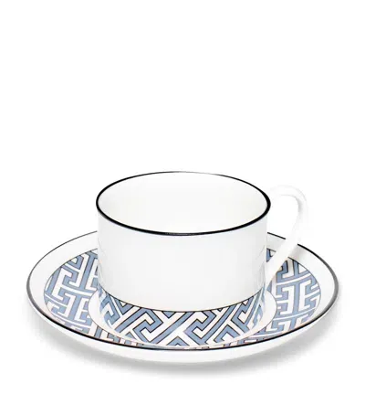 O.w.london O. W.london Maze Teacup And Saucer In Blue