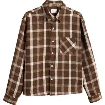 Pacsun Plaid Flannel Crop Button-up Shirt In Brown