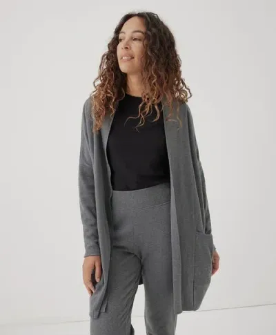 Pact Organic Cotton Airplane Cardigan In Medium Grey Heather