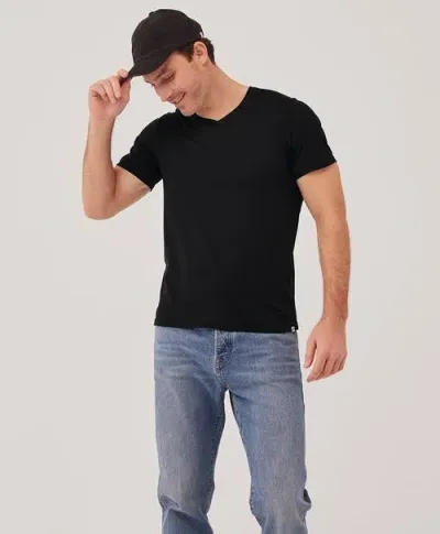 Pact Organic Softspun V-neck Tee In Black