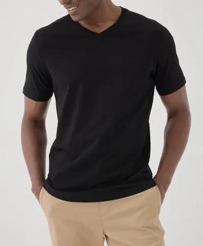 Pact Organic Softspun V-neck Tee In Black