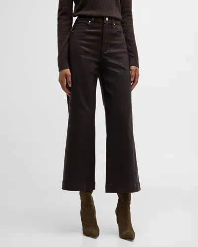 Paige Anessa Wide-leg Crop Jeans In Coated