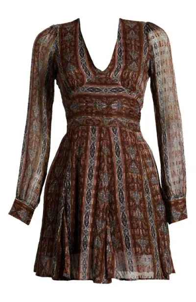 Paige Bucatini Print Long Sleeve Silk Blend Dress In Landslide Multi