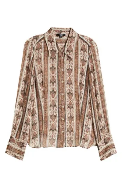 Paige Desano Stripe Silk Blend Shirt In Butter Cream Multi