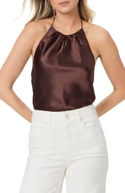 Paige Gisele Silk Halter Top In Rum Raisin