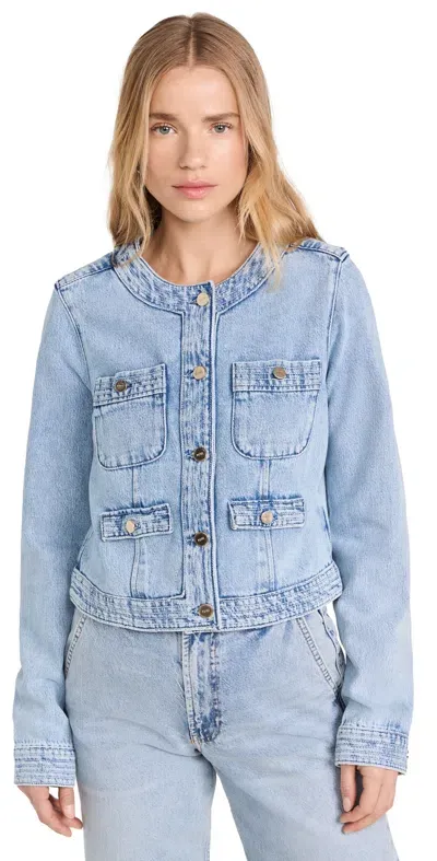 Paige Kiya Crewneck Button Front Denim Jacket In Doreen