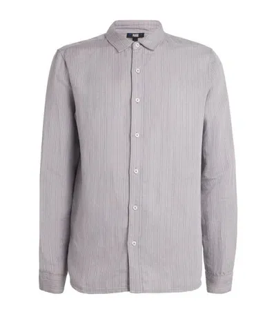 Paige Peters Stripe Linen Blend Button-up Shirt In Moonlit Grey