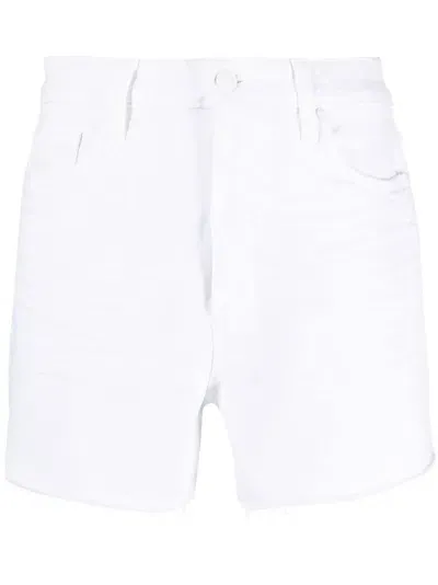 Paige Logo-patch Denim Shorts In White