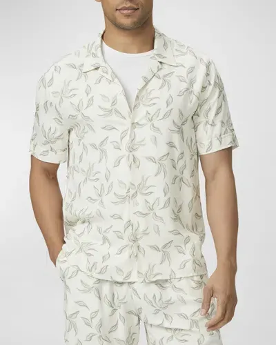 Paige Mens Floral Breeze Landon Woven Shirt In Cream