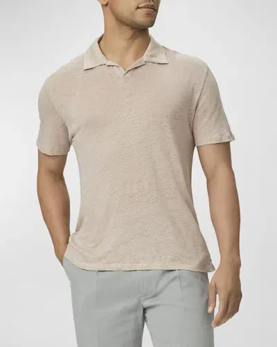 Paige Men's Shelton Linen Polo Shirt In Pale Rose