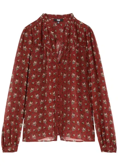 Paige Monika Floral-print Silk-georgette Blouse In Red