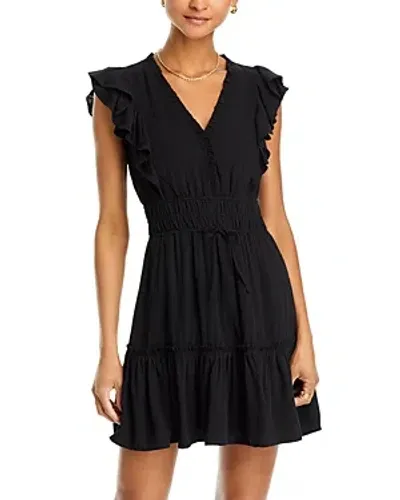 Paige Muriel Ruffle Minidress In Black