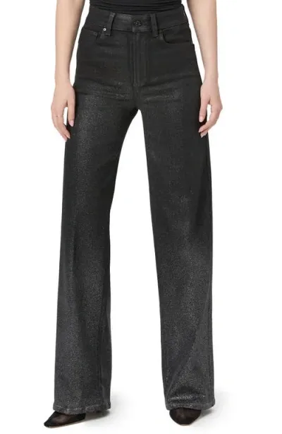 Paige Sasha Coated High-rise Wide-leg Jeans In Black