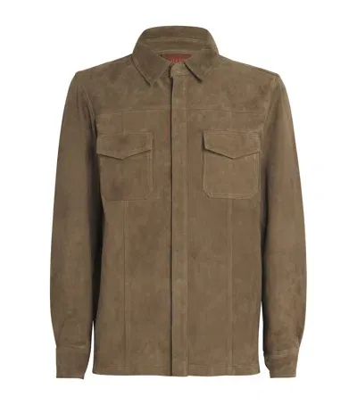 Paige Suede Overshirt In Green