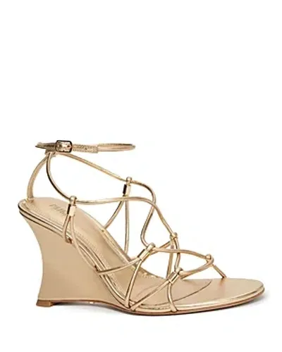 Paige Varya Ankle Strap Wedge Sandal In Dark Gold