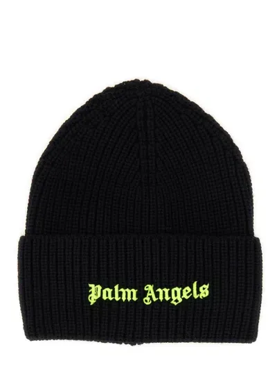 Palm Angels Beanie Hat With Logo In Black