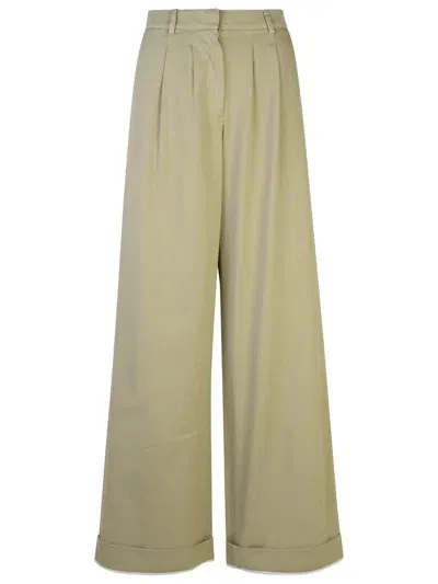 Palm Angels Beige Cotton Pants In Cream