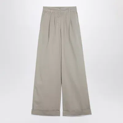 Palm Angels Beige Cotton Wide Trousers In Cream