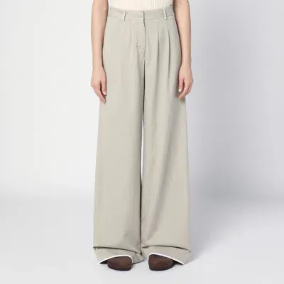 Palm Angels Beige Cotton Wide Trousers