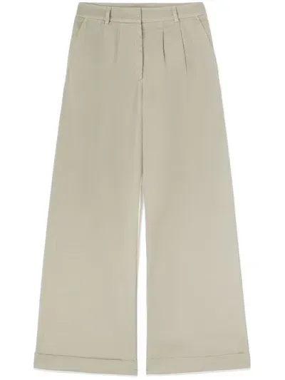 Palm Angels Cotton Wide Leg Pants In Neutrals