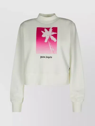 Palm Angels Palm Tree-print Cotton Sweatshirt In White